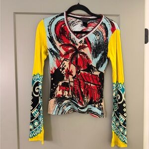 Vintage Custo Barcelona Long-sleeved Top - 92% Cotton & 4% Wool